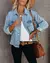 JAQUETA JEANS CASUAL DENIM VINTAGE STREETWEAR MANGA LONGA/ COD.VJ17