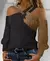 VB23 - TOP CASUAL TEXTURIZADO CRISS CROSS PULÔVER MANGA LONGA OMBRO À MOSTRA - comprar online