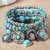Conjunto de Pulseiras Étnicas – 5 Peças com Pedra Turquesa Artificial, Multicamadas e Elásticas/ Cod. JP0007 - comprar online