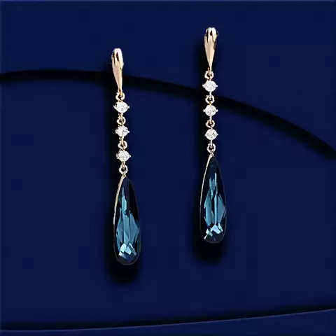 Brincos SUYU Femininos Longos de Verão, Moda Elegante com Pingente Azul Personalizado/ Cod. JBR0008 - comprar online