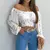 VB36 - BLUSA SEXY ELEGANTE ESTAMPADA TOP COM ARCO MANGA LONGA na internet