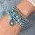 Conjunto de Pulseiras Étnicas – 5 Peças com Pedra Turquesa Artificial, Multicamadas e Elásticas/ Cod. JP0007 - loja online