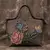 BOLSA DE COURO GENUÍNO FLORAIS VINTAGE ARTESANAL EM COURO DE VACA/ COD.B31 - ESSENZA D'LUXXE Moda & Acessórios 