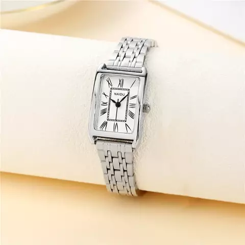 Relógio Feminino Elegance Retangular – Pulseira em Aço e Design Sofisticado/ Cód. R0059