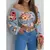 VB36 - BLUSA SEXY ELEGANTE ESTAMPADA TOP COM ARCO MANGA LONGA - loja online