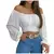VB36 - BLUSA SEXY ELEGANTE ESTAMPADA TOP COM ARCO MANGA LONGA