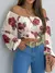 Imagem do VB36 - BLUSA SEXY ELEGANTE ESTAMPADA TOP COM ARCO MANGA LONGA