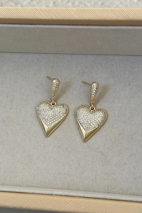 Brinco Coração de Zircônias Luxo - comprar online