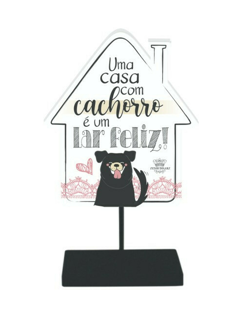 PLACA DE MESA AQUI MORA UM CACHORRO FELIZ 17,5 x 11 - comprar online