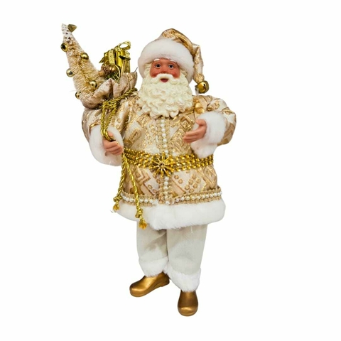 Resina Natal Papai Noel Dourado 28cm