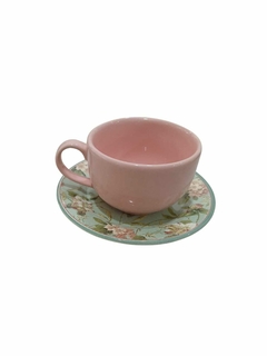 xícara de Café Páscoa rosa suave com pires Sweet