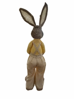 Coelho de decoração para Páscoa Macho em Pé Amarelo Sisal 24 x 91 cm