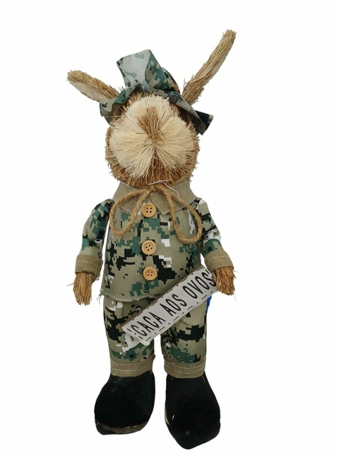 Coelho de Páscoa de decoração Macho em Pé Militar caça ovos Pelúcia 39 x 14 x 13 cm - comprar online