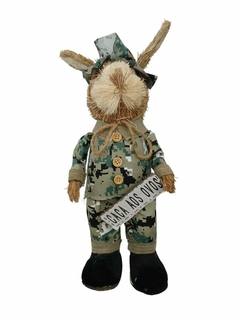 Coelho de Páscoa de decoração Macho em Pé Militar caça ovos Pelúcia 39 x 14 x 13 cm - loja online
