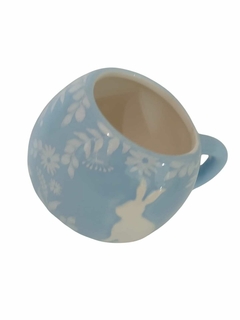 Imagem do Caneca decorativa de Páscoa Azul com branco 7,18 cm x 8,97 cm x 13 cm