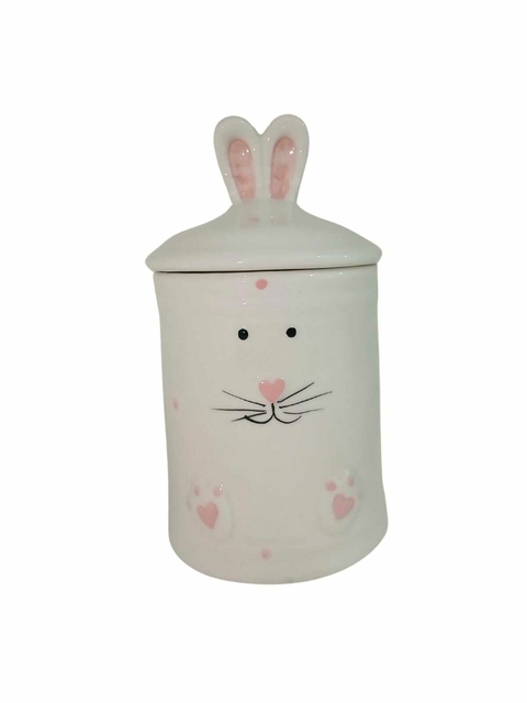 Porta Objeto Decorativo de Páscoa Branco com Rosa Cerâmica 20 x 10 cm - comprar online