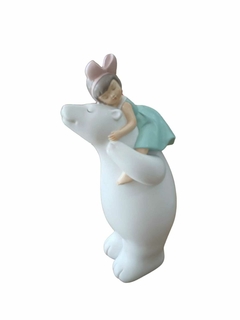 Decoração de Páscoa Urso Branco com Menina 32 cm - comprar online
