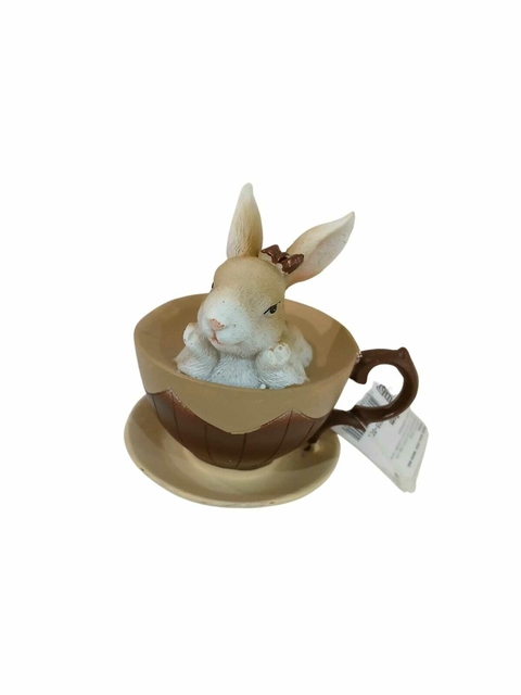 Páscoa Resina xícara com Coelho marrom e bege 8,5 x 7 x 9 cm - comprar online