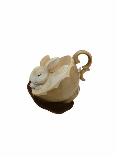 Páscoa Resina xícara com Coelho dormindo marrom e bege 7,5 x 7 x 8 cm - comprar online
