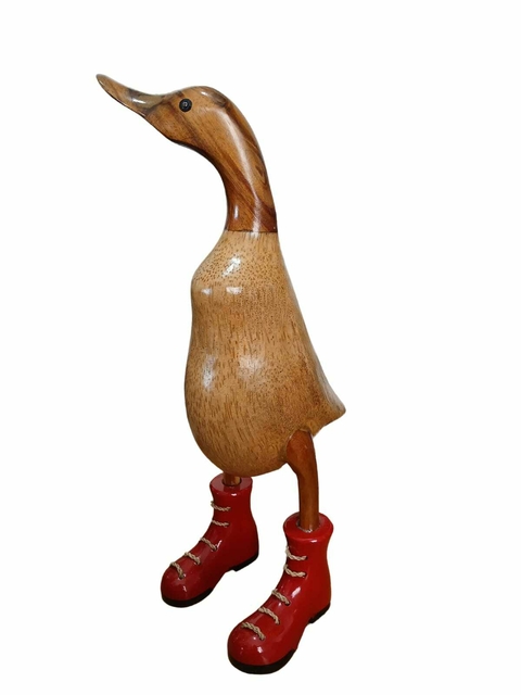 Pato de Botas Vermelho entalhados manualmente na madeira, tamanhos M 35 cm - comprar online