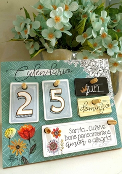 Calendário Permanente de Mesa Floral azul - comprar online