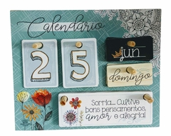 Calendário Permanente de Mesa Floral azul - comprar online