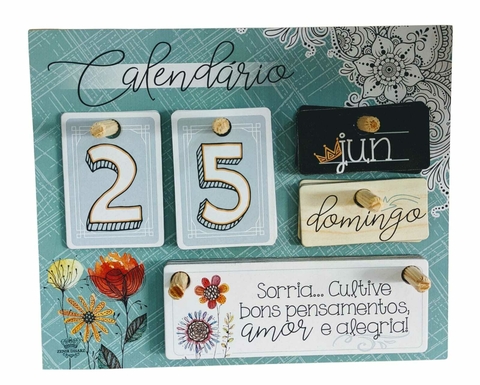 Calendário Permanente de Mesa Floral azul - comprar online