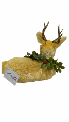 Imagem do Rena Natal sentado sisal (Bege) 13 x 16 cm
