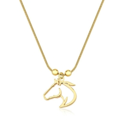 COLAR RABO RATO 45CM PINGENTE CAVALO VAZADO- HORSE