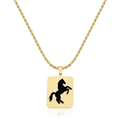 COLAR CORDÃO BAIANO DE 45 CM COM PINGENTE CAVALO- HORSE
