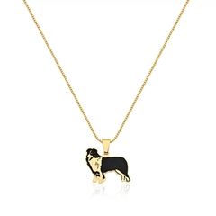 COLAR VENEZIANA 45CM PINGENTE BODER COLLIE RESINADO- HORSE