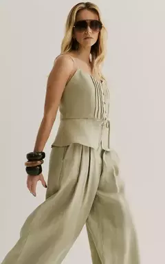 CONJ.BLUSA ALÇA LINHO C/CALÇA PANTALONA na internet