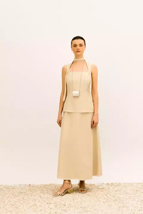 VESTIDO MIDI C/ PALA E RENDA