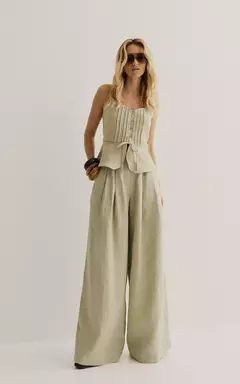 CONJ.BLUSA ALÇA LINHO C/CALÇA PANTALONA - comprar online