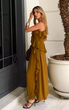 BLUSA TUNICA BABADOS CHIFFON na internet