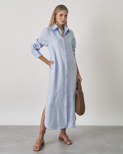 CHEMISIER LINHO NATURAL COLOR C/ BOTÃO