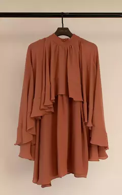 VESTIDO MINI C/CAPA NEW-MARROM - comprar online