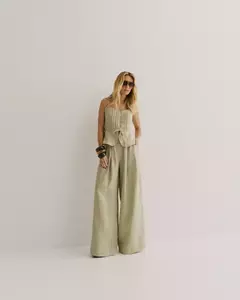CONJ.BLUSA ALÇA LINHO C/CALÇA PANTALONA - OLIVIA Ecommerce