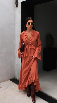 VESTIDO LONGO DE BABADO - comprar online