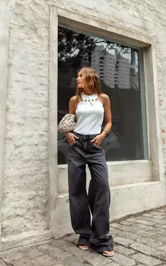 CALÇA JEANS PALAZZO IBIUNA BLACK