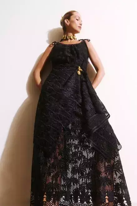 VESTIDO LONGO DE RENDA TOPAZ