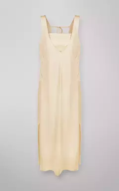VESTIDO LONGO BORDADO CONCHA LINHO NATURAL - OLIVIA Ecommerce