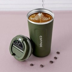 Caneca de café inteligente display de temperatura frascos de vácuo portátil garrafa de água térmica em-carro isolado copo 380/510ml garrafa térmica