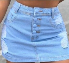 Saia Jeans com botões encapados