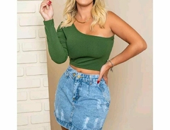 Saia Jeans com botões encapados