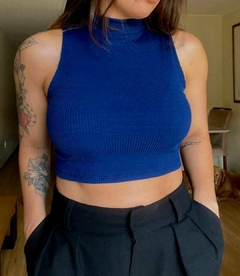 Blusa Feminina Cropped Canelado Gola Alta Blogueira