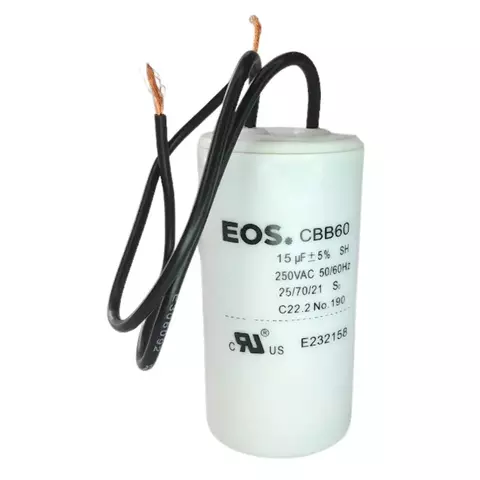 Capacitor 15 uF 250V c/ Fio (34x63mm)