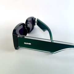 Clover retrô acetato preto brilhoso/verde retangular - comprar online