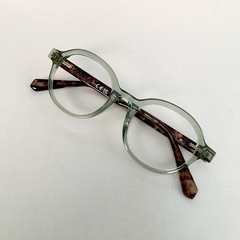 Armação de grau oval minimalista verde/tortoise - loja online