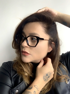 Armação de grau acetato preto oversized